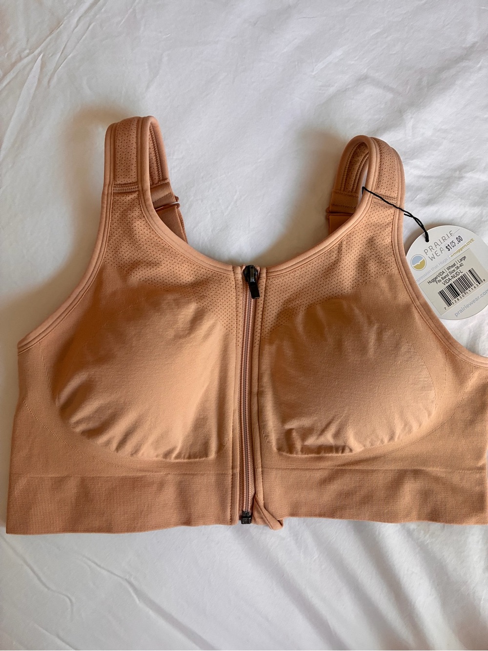 Front-Zip Support Sports Bra in Peach